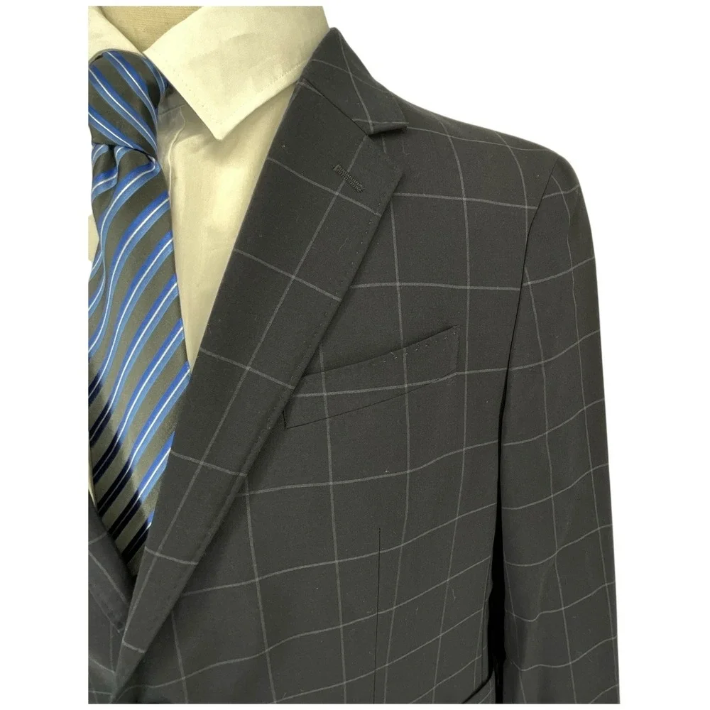 Banana Republic Mens 44R Slim Performance Smart Weight Wool Navy Blazer‎ Jacket